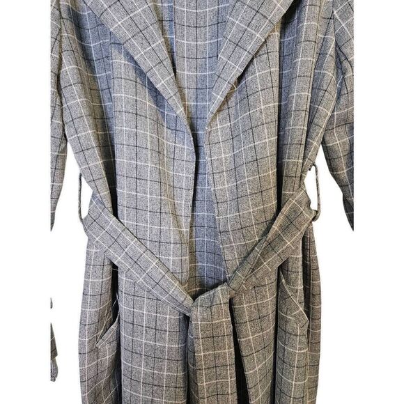 Mustard Seed gray grid belted duster jacket. Size S. - Picture 2 of 6